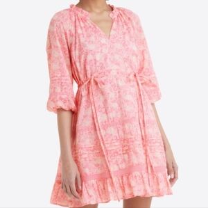 Draper James Kellie Pink Floral Baby Doll Dress Ruffle Hem Mini Dress Sz XXL